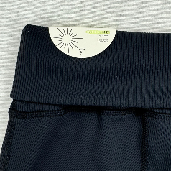 Aerie Offline Womens Fold Over Ribbed Flare Legging Small Black - Picture 9 of 16